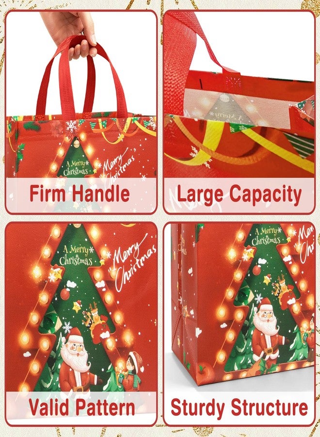 DaiUni 8 Pack Christmas Gift Bags Reusable Large Christmas Tote Bags, Non-Woven Xmas Bags with Handles for Gift Wrapping, Party Favor Supplies, 12.8"×9.8"×6.7" - Image 3